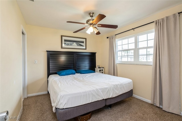 bedroom featuring carpet flooring and ceiling fan