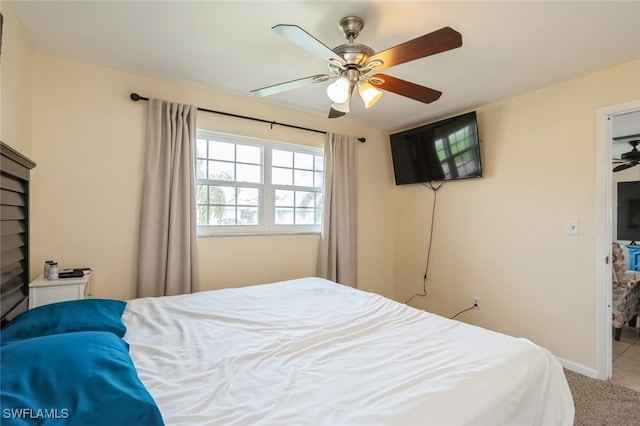 bedroom with carpet and ceiling fan