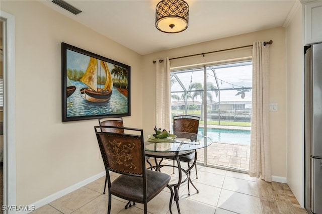 view of tiled dining room