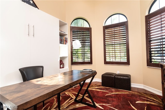 office area with hardwood / wood-style flooring