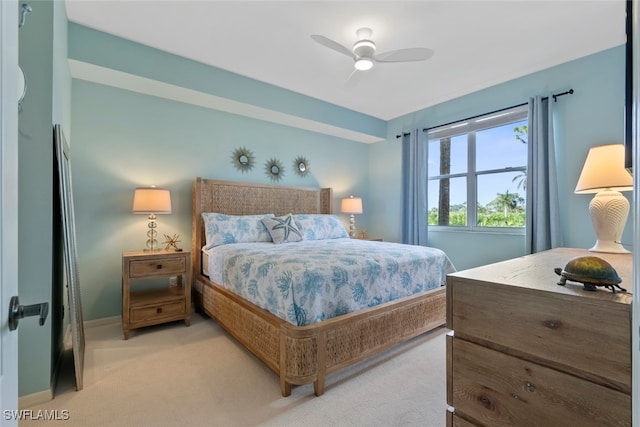 bedroom with carpet flooring and ceiling fan