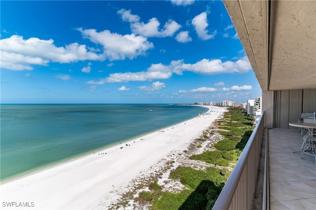 property view of water with a beach view