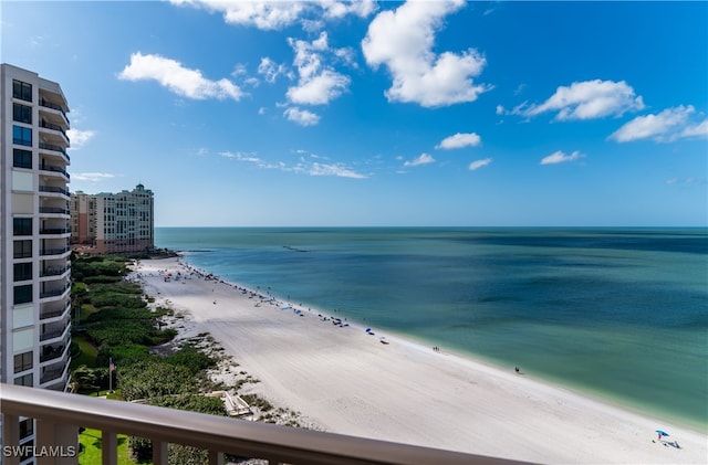 property view of water with a beach view