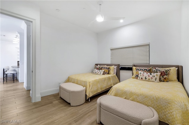 bedroom featuring light wood-type flooring