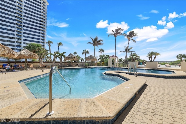 view of pool with a patio area