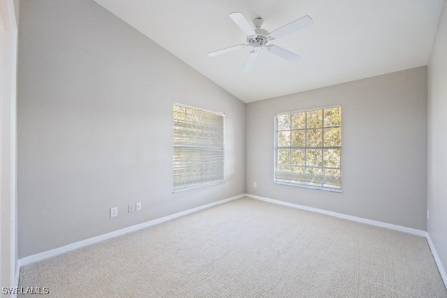 4625 Saint Croix Ln Unit 1132, Naples, FL 34109 - unfurnished room with carpet floors, lofted ceiling, and ceiling fan