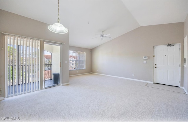 4625 Saint Croix Ln Unit 1132, Naples, FL 34109 - unfurnished room featuring vaulted ceiling, a ceiling fan, and carpet