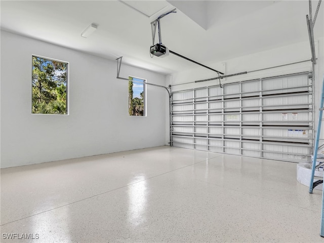 garage with a garage door opener