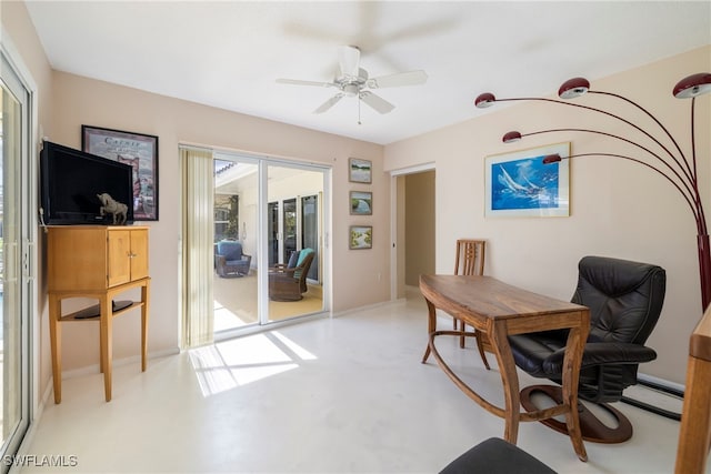 office featuring ceiling fan