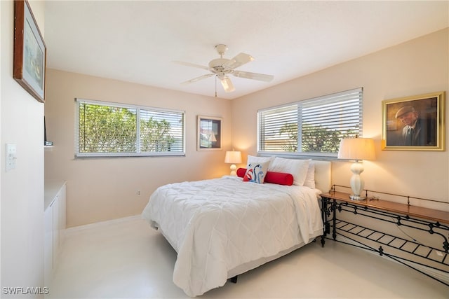 bedroom featuring ceiling fan