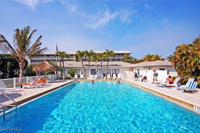 view of pool featuring a patio