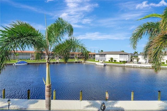 view of water feature featuring a dock