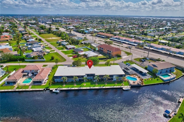 bird's eye view featuring a water view