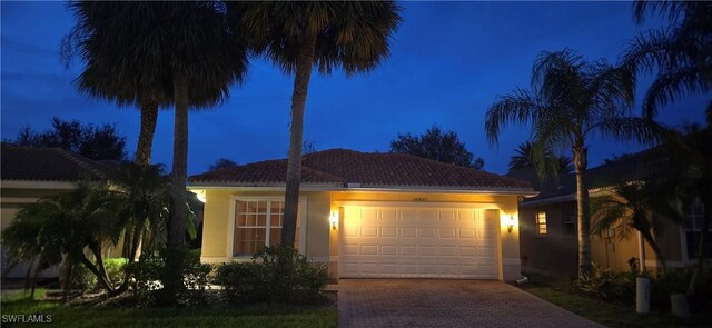 view of front of house with a garage