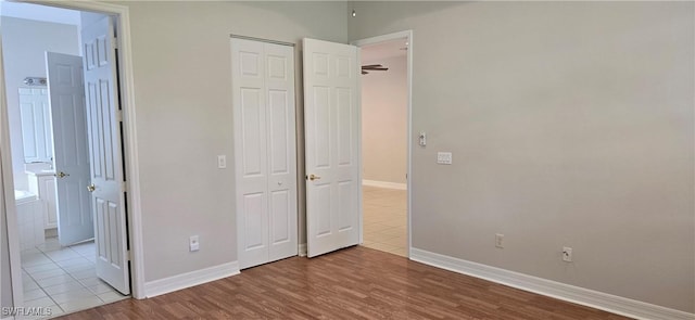 unfurnished bedroom featuring light hardwood / wood-style floors