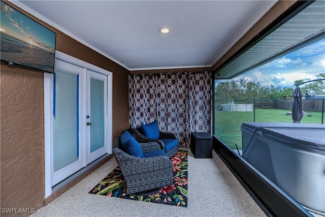 sunroom / solarium with french doors