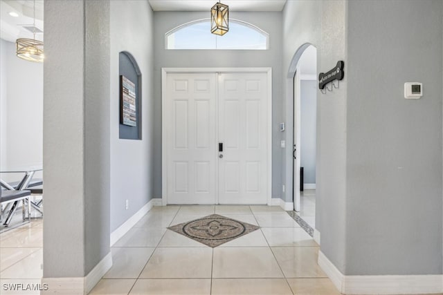 view of tiled foyer