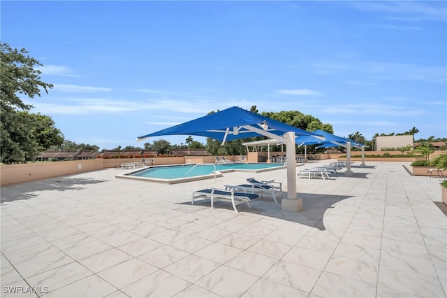 view of pool featuring a patio area