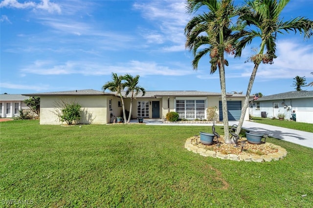 ranch-style home with a front yard