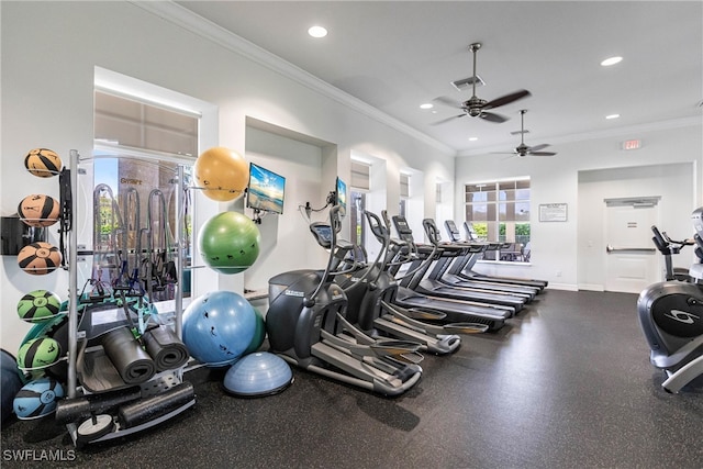 gym featuring ornamental molding