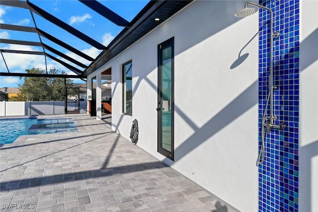 exterior space featuring a lanai and a patio