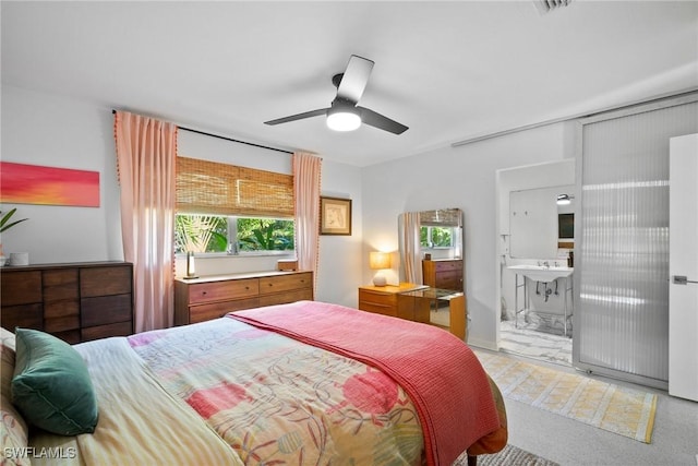 bedroom featuring a ceiling fan