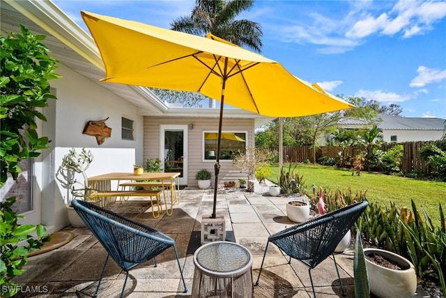 view of patio featuring fence