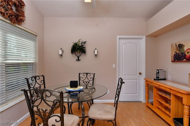 dining room with light hardwood / wood-style floors and plenty of natural light