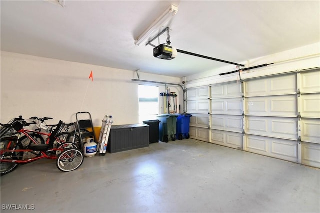 garage with a garage door opener