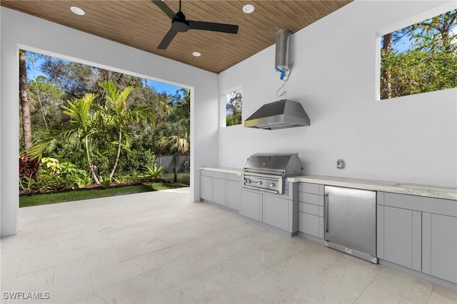3509 5th Ave SW, Naples, FL 34117 - view of patio / terrace featuring grilling area, exterior kitchen, and a ceiling fan