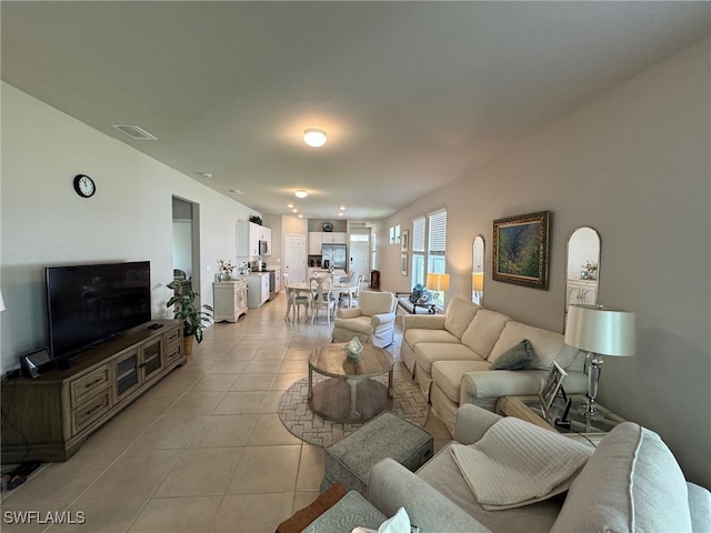 view of tiled living room