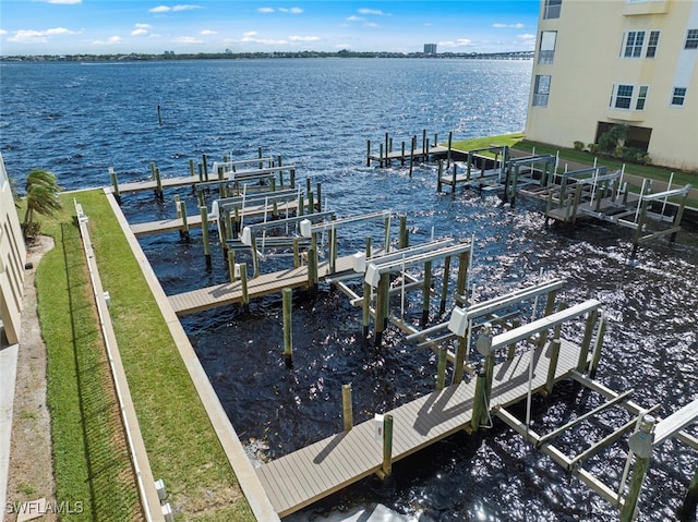 view of dock featuring a water view