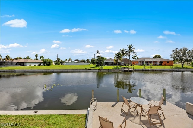 dock area featuring a water view