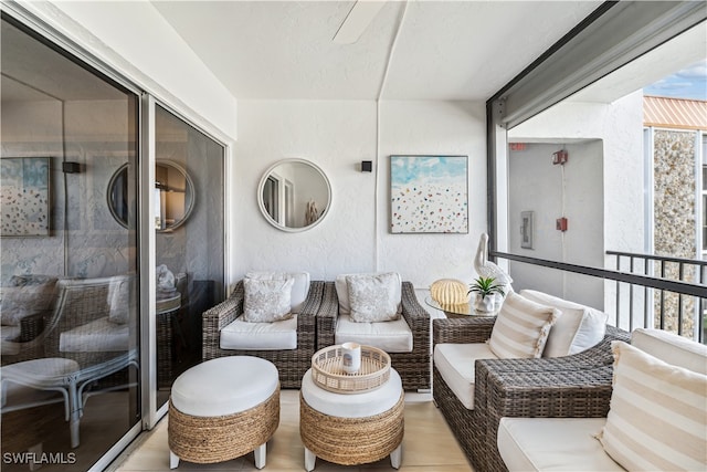 living room with light hardwood / wood-style flooring