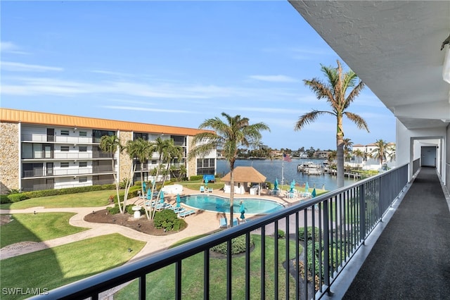 balcony with a water view