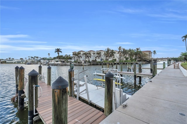 view of dock featuring a water view