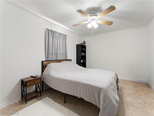 bedroom featuring ceiling fan