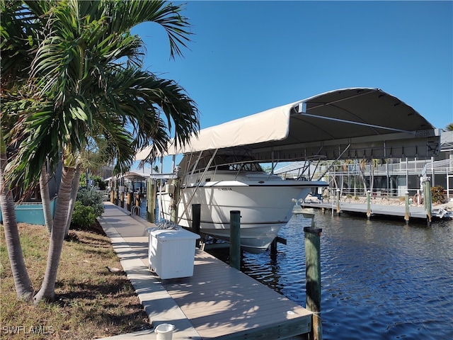 dock area featuring a water view