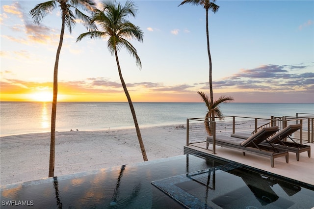 property view of water featuring a view of the beach