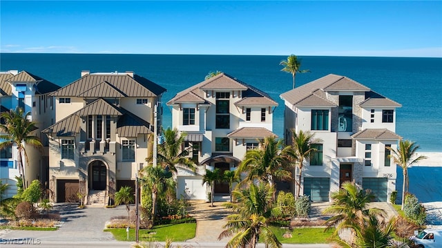 view of front of home featuring a water view