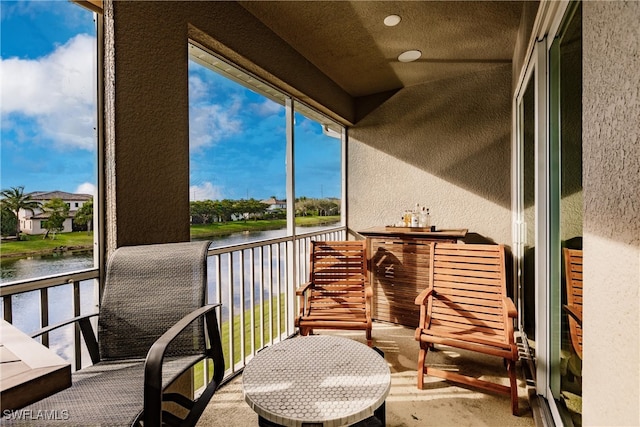 balcony with a water view