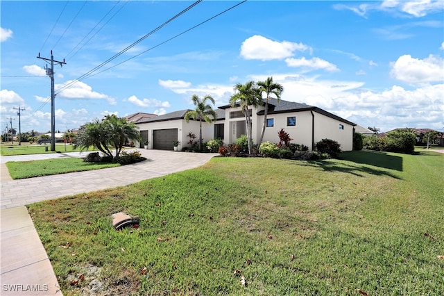 ranch-style home featuring a front yard