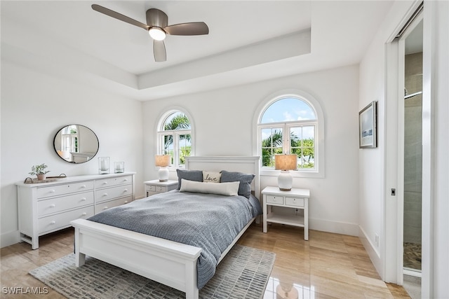 bedroom featuring ceiling fan