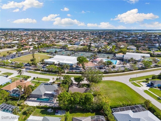 120 Sand Hill St, Marco Island, FL 34145 - aerial perspective of suburban area featuring a pool area