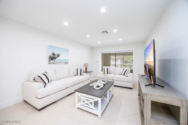 view of tiled living room