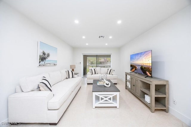 view of tiled living room