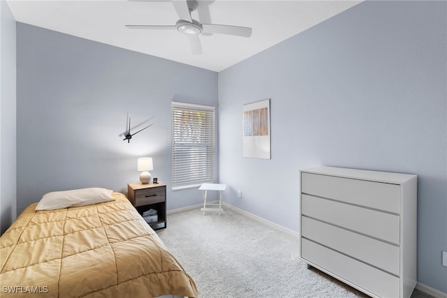 bedroom with carpet and ceiling fan