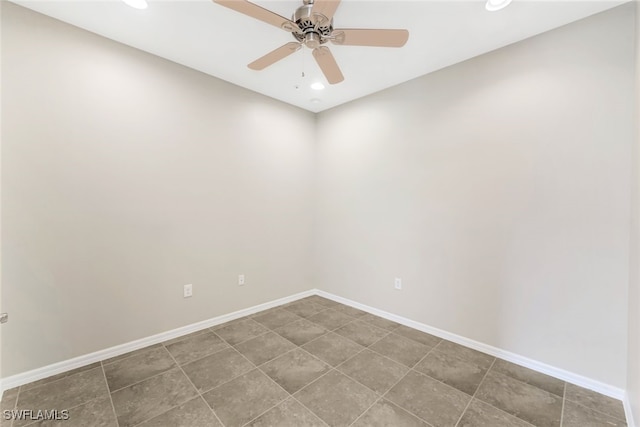 unfurnished room with ceiling fan