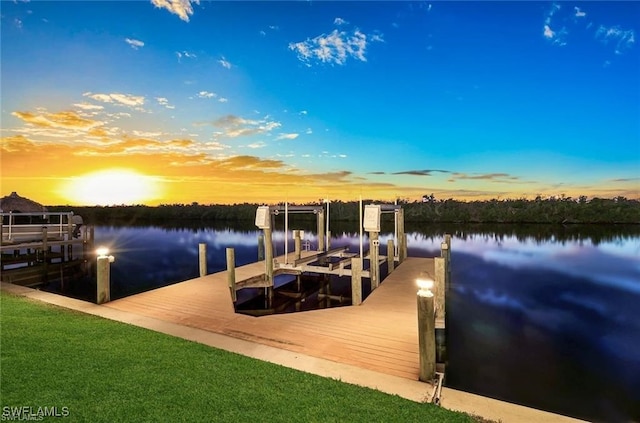 view of dock featuring a water view