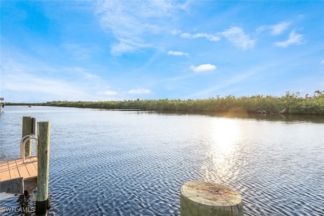 view of dock featuring a water view